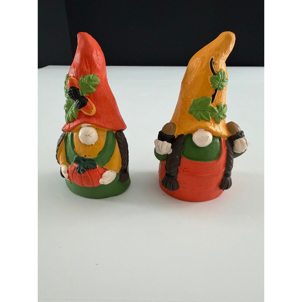 Set of 2 Fall Harvest Female Gnomes Figurines Pumpkin Acorn‎ Autumn Decor
